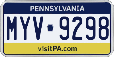 PA license plate MYV9298