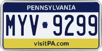 PA license plate MYV9299