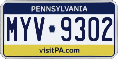 PA license plate MYV9302