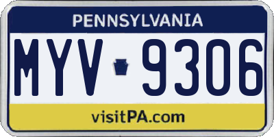 PA license plate MYV9306