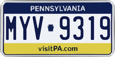 PA license plate MYV9319