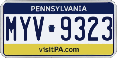 PA license plate MYV9323