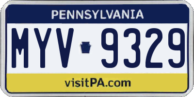 PA license plate MYV9329