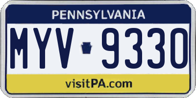 PA license plate MYV9330