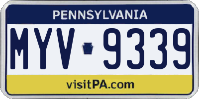 PA license plate MYV9339