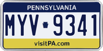PA license plate MYV9341