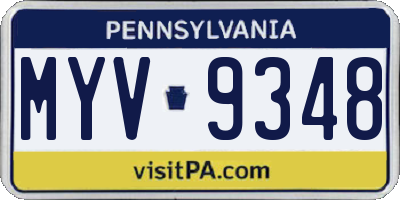 PA license plate MYV9348