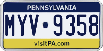 PA license plate MYV9358