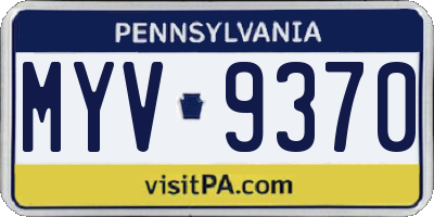 PA license plate MYV9370