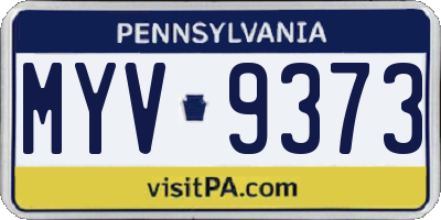 PA license plate MYV9373