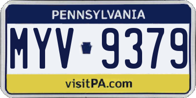 PA license plate MYV9379
