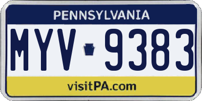 PA license plate MYV9383