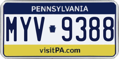 PA license plate MYV9388