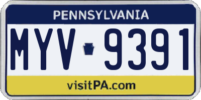 PA license plate MYV9391