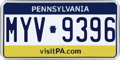 PA license plate MYV9396