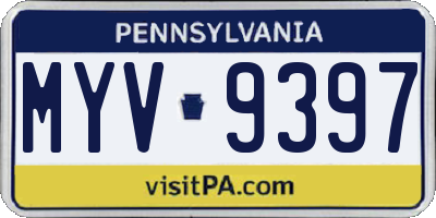 PA license plate MYV9397