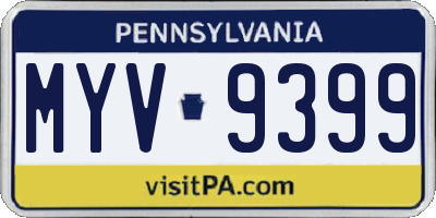PA license plate MYV9399