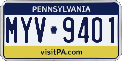 PA license plate MYV9401