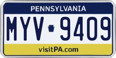 PA license plate MYV9409