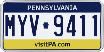 PA license plate MYV9411