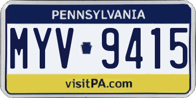PA license plate MYV9415