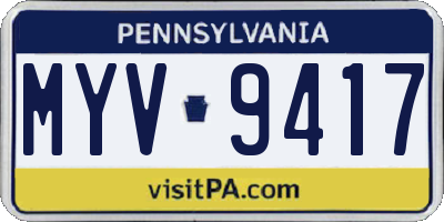 PA license plate MYV9417