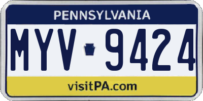 PA license plate MYV9424