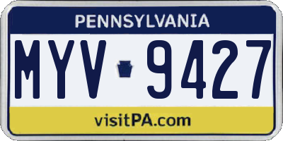 PA license plate MYV9427