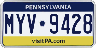 PA license plate MYV9428