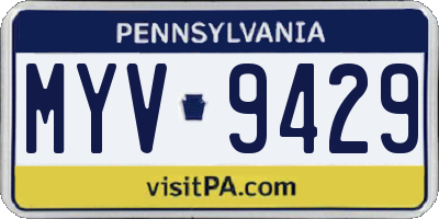 PA license plate MYV9429