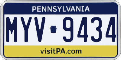 PA license plate MYV9434
