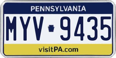 PA license plate MYV9435