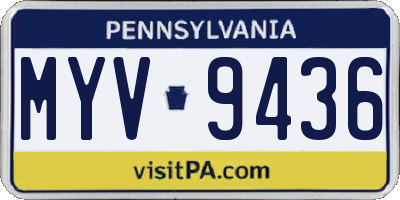 PA license plate MYV9436