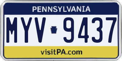 PA license plate MYV9437
