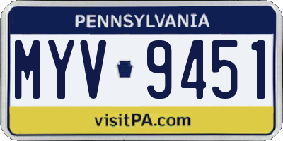 PA license plate MYV9451