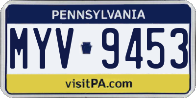 PA license plate MYV9453