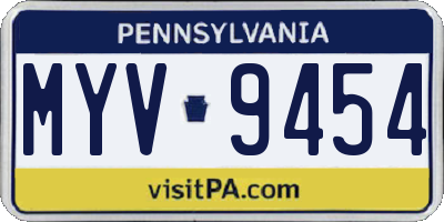 PA license plate MYV9454