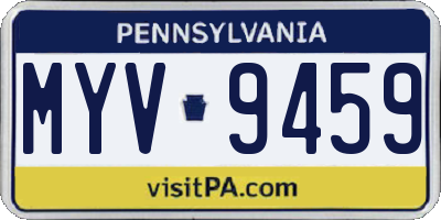 PA license plate MYV9459