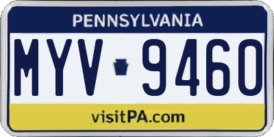 PA license plate MYV9460