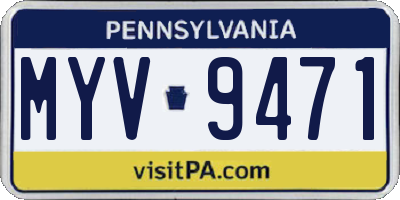 PA license plate MYV9471