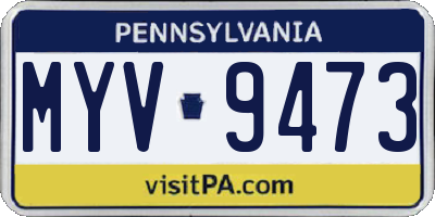 PA license plate MYV9473