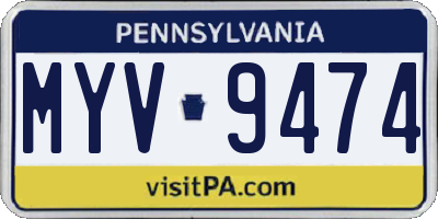 PA license plate MYV9474