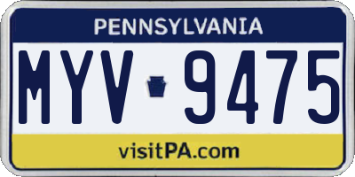 PA license plate MYV9475