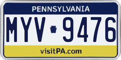 PA license plate MYV9476