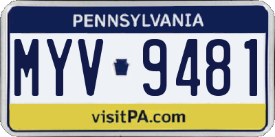 PA license plate MYV9481