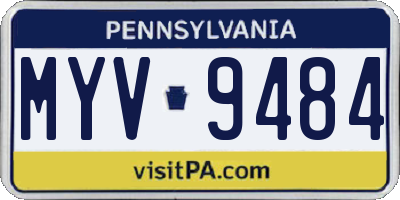 PA license plate MYV9484
