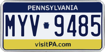 PA license plate MYV9485