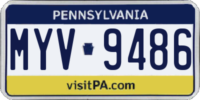 PA license plate MYV9486