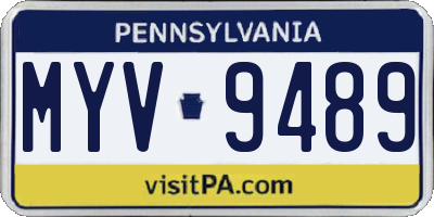 PA license plate MYV9489