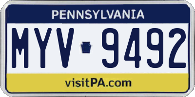PA license plate MYV9492